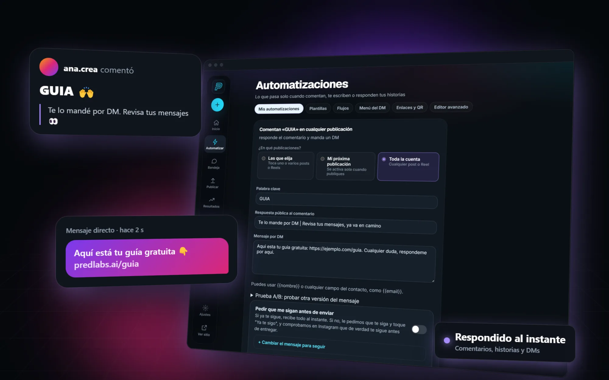 DMs automáticos por PredLabs