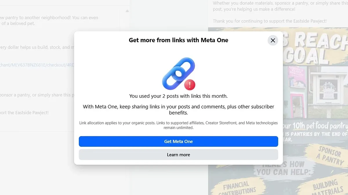 Meta empieza a cobrar por publicar enlaces externos en Facebook